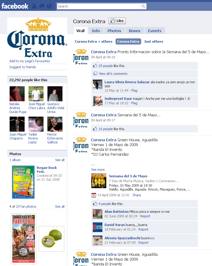 Corona Facebook Page