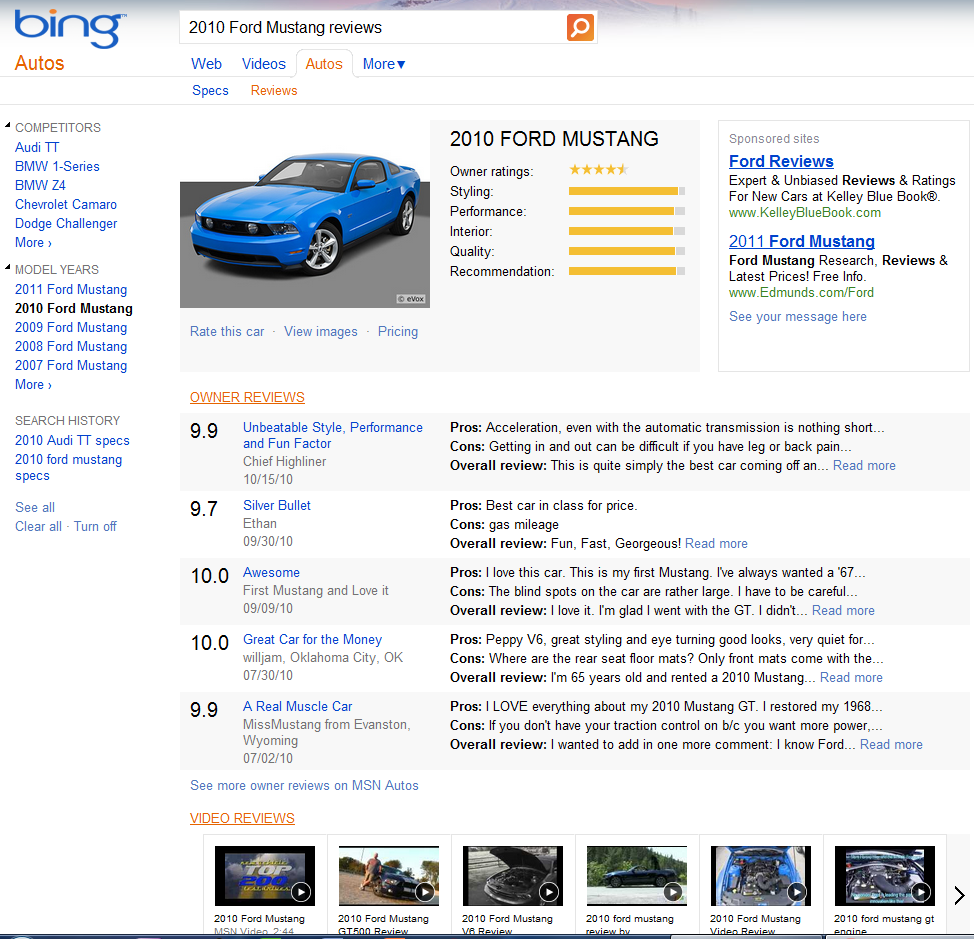 Bing Auto Reviews