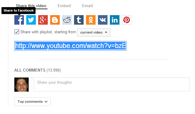 YouTube Share Button